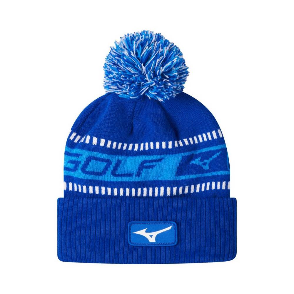 Gorro Mizuno Tour Knit Pom Invierno Para Mujer Azules/Blancos 3904187-GM