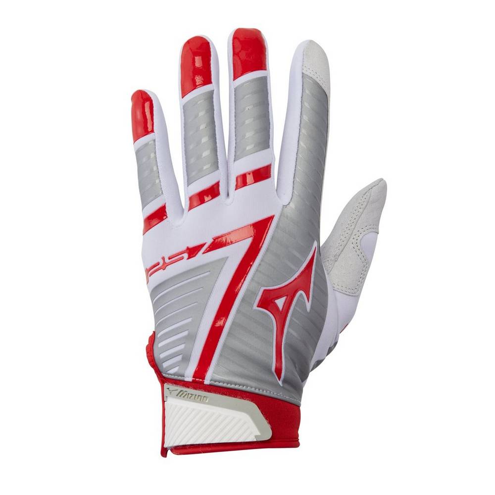 Guantes Mizuno F-257 Softball Batting Para Mujer Blancos/Rojos 6592483-WI