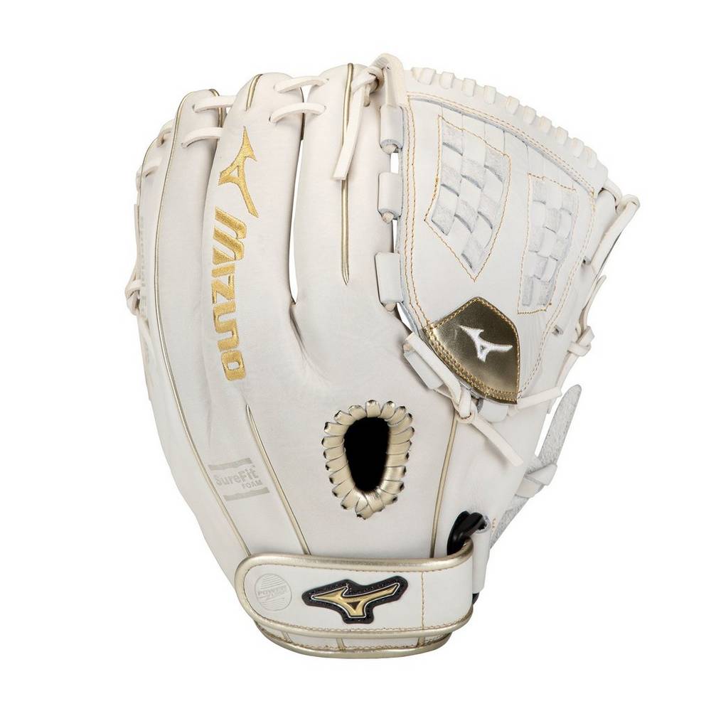 Guantes Mizuno Softball MVP Prime SE Fastpitch 12" Para Mujer Blancos/Dorados 9438105-YI