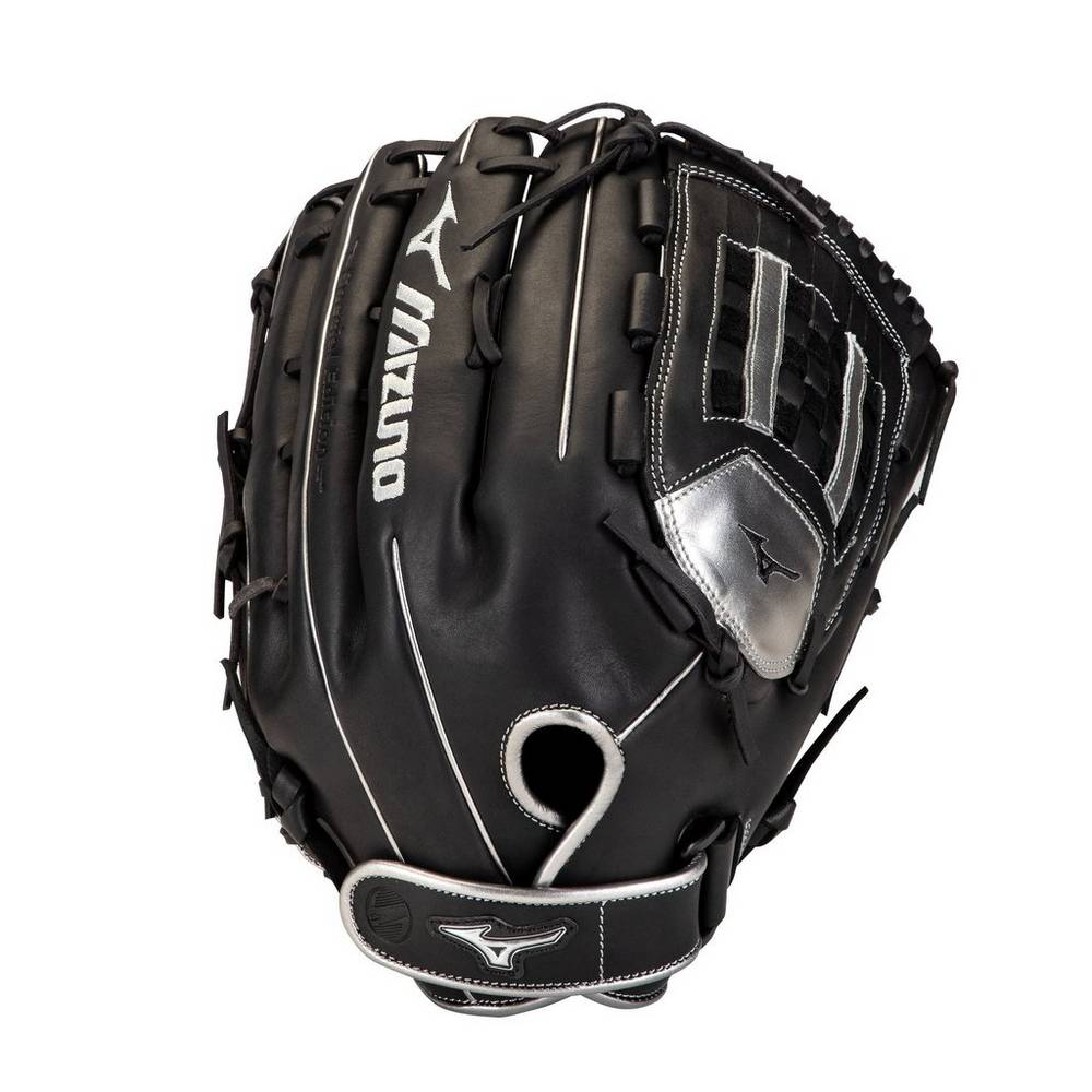 Guantes Mizuno Softball MVP Prime SE Slowpitch 14" Para Mujer Negros/Plateados 7014289-BU