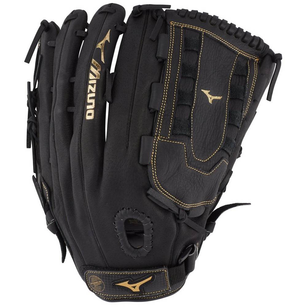 Guantes Mizuno Softball Premier Series Slowpitch 14" Para Mujer Negros/Dorados 2789013-LG